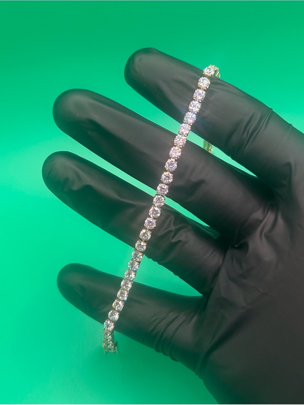 4mm Gold Moissanite Tennis Bracelet VVS1 7.5 Inch Womens No Pass